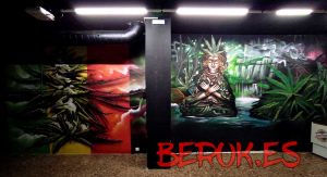 mural interior graffiti asociacion cannabis budda buda marihuana
